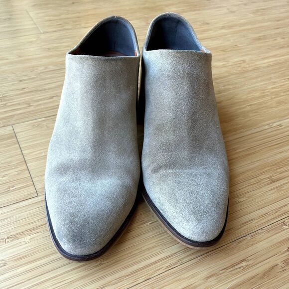 EVERLANE Suede Leather Step Back High Heel‎ Women's Slip On Mules 7 Boho Booties - Picture 1 of 12